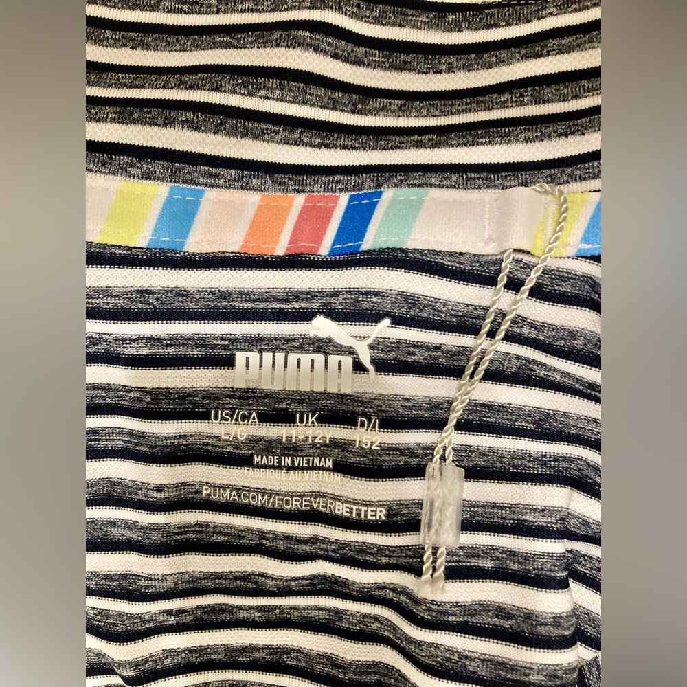 Puma Kids Classic Stripped Polo T-Shirt Sz L - Picture 6 of 6